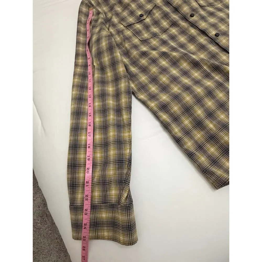 Banana Republic Mens XL Ombre Plaid Utility Shirt Slim Fit Epaulet